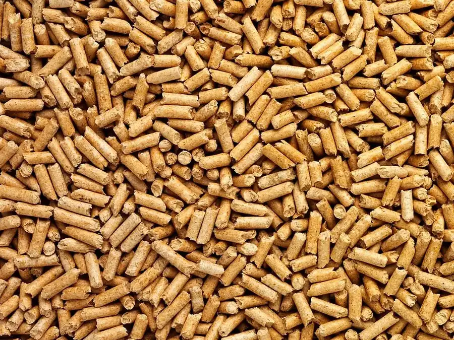Close-up of Ecocombustible biomass fuel pellets